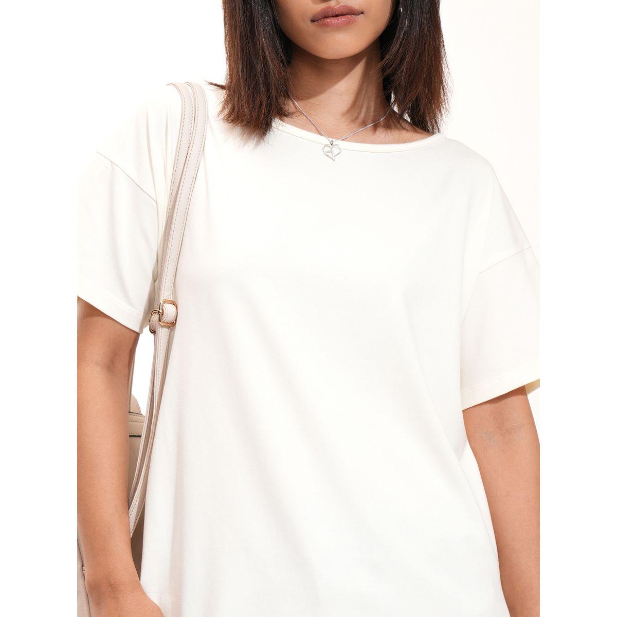 Solid Regular Fit T-Shirt with Dropped Shoulder-women-clothing-tshirts-image-5