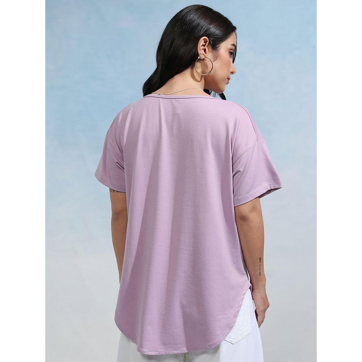 Solid Round Neck Curved Hem T-Shirt-women-clothing-tshirts-image-3