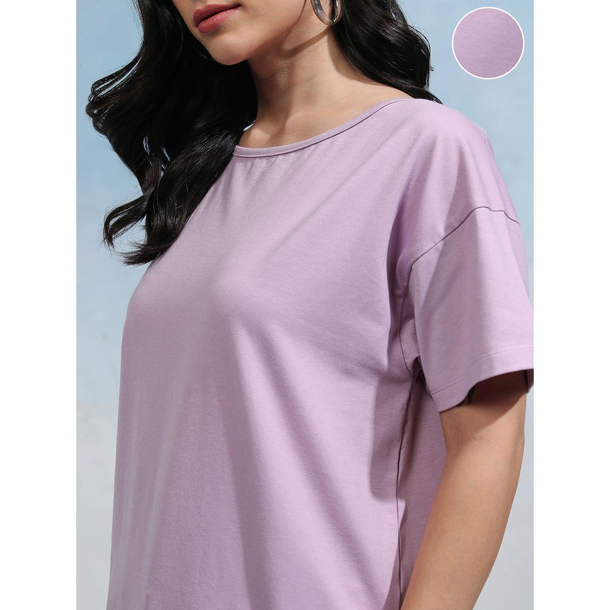 Solid Round Neck Curved Hem T-Shirt-women-clothing-tshirts-image-5