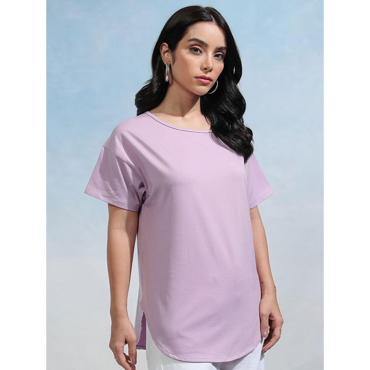 Solid Round Neck Curved Hem T-Shirt-women-clothing-tshirts-image-6