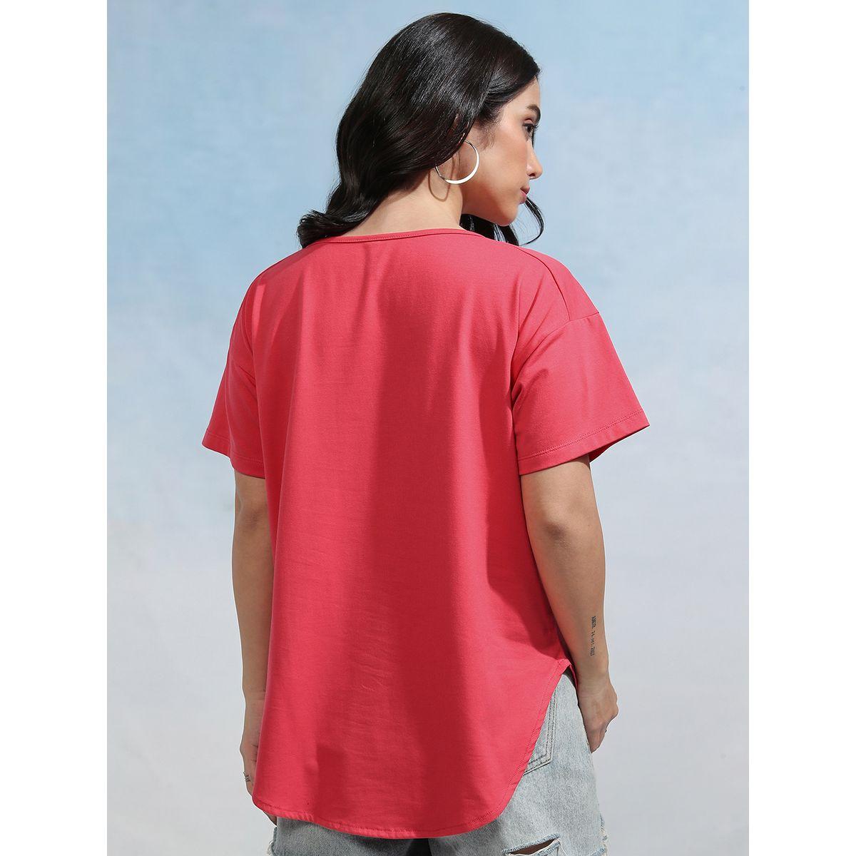 Solid Round Neck Curved Hem T-Shirt-women-clothing-tshirts-image-3