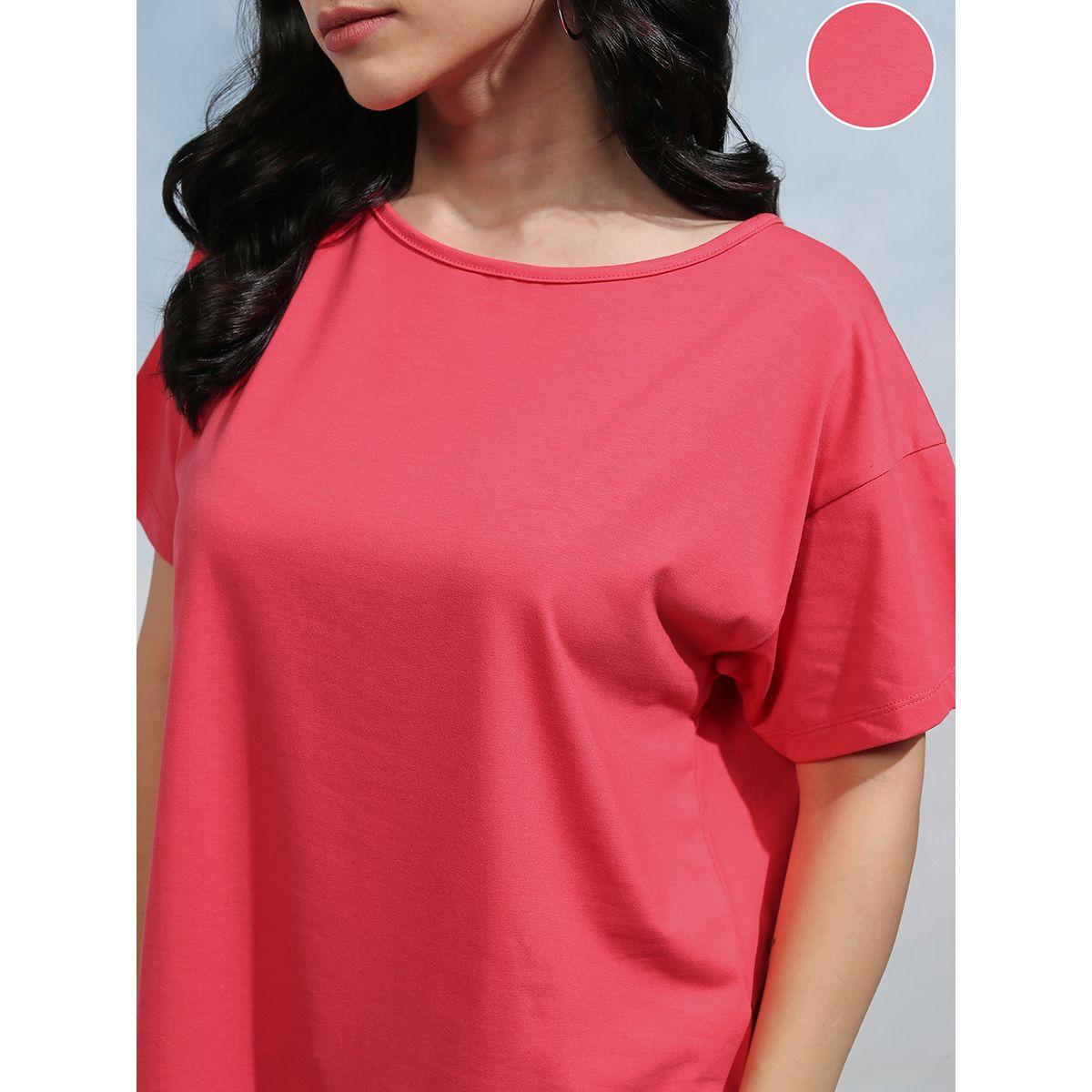 Solid Round Neck Curved Hem T-Shirt-women-clothing-tshirts-image-5