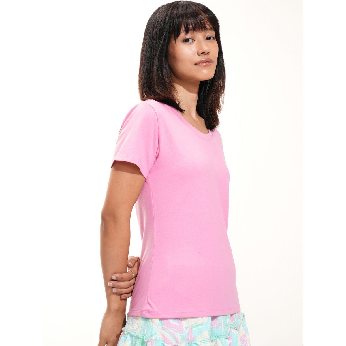 Tokyo Talkies X Styli Solid Round Neck Regular Fit T-Shirt-women-clothing-tshirts-image-6