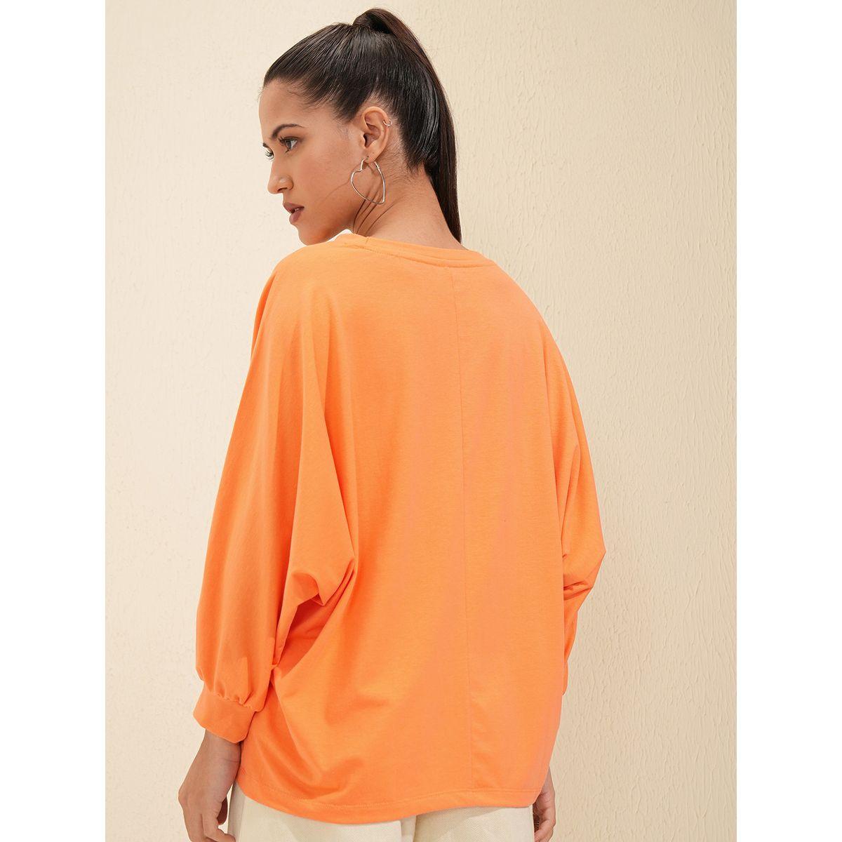 تيشيرت سادة بياقة دائرية وحافة منحنية طوكيو توكيز × ستايلي-women-clothing-tshirts-image-3