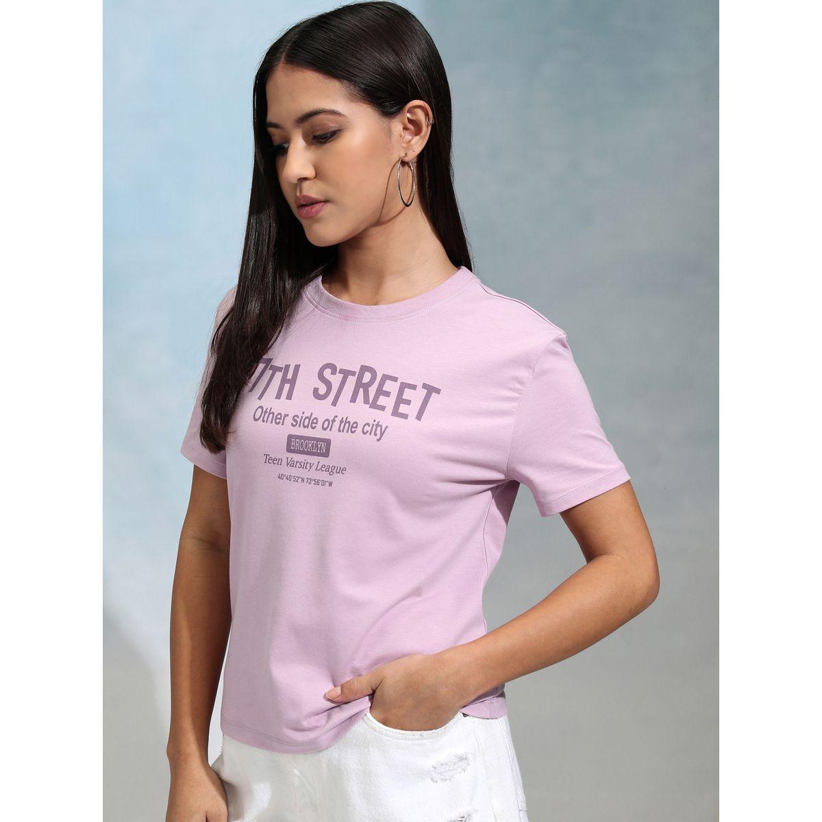 Tokyo Talkies X Styli Slogan Print Round Neck Slim Fit T-Shirt-women-clothing-tshirts-image-4
