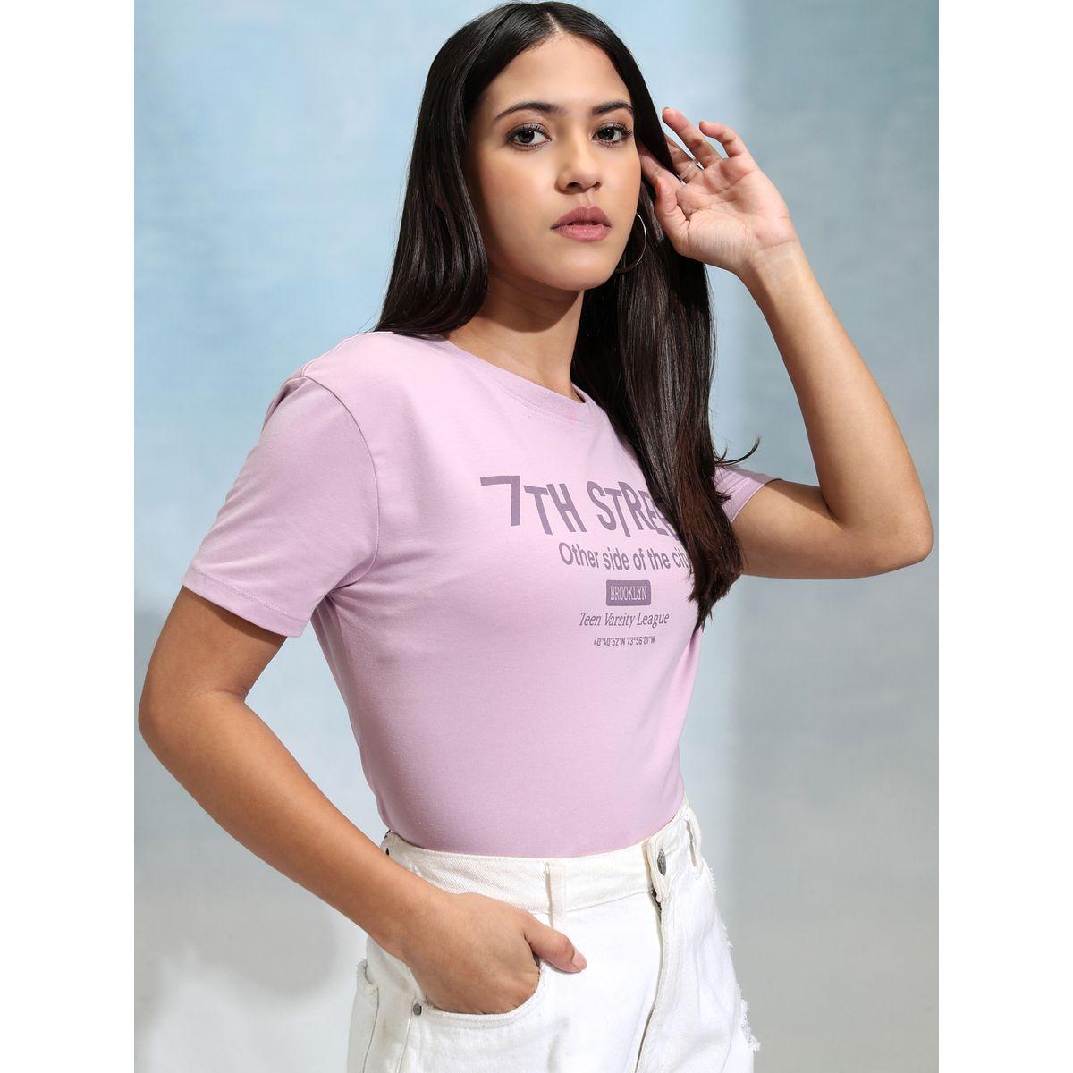 تيشيرت بقصة سليم فيت مع طبعة كتابة طوكيو توكيز × ستايلي-women-clothing-tshirts-image-6