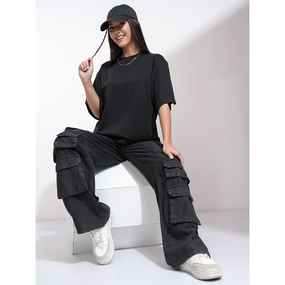 تيشيرت سادة فضفاض بأكتاف منخفضة طوكيو توكيز × ستايلي-women-clothing-tshirts-image-2