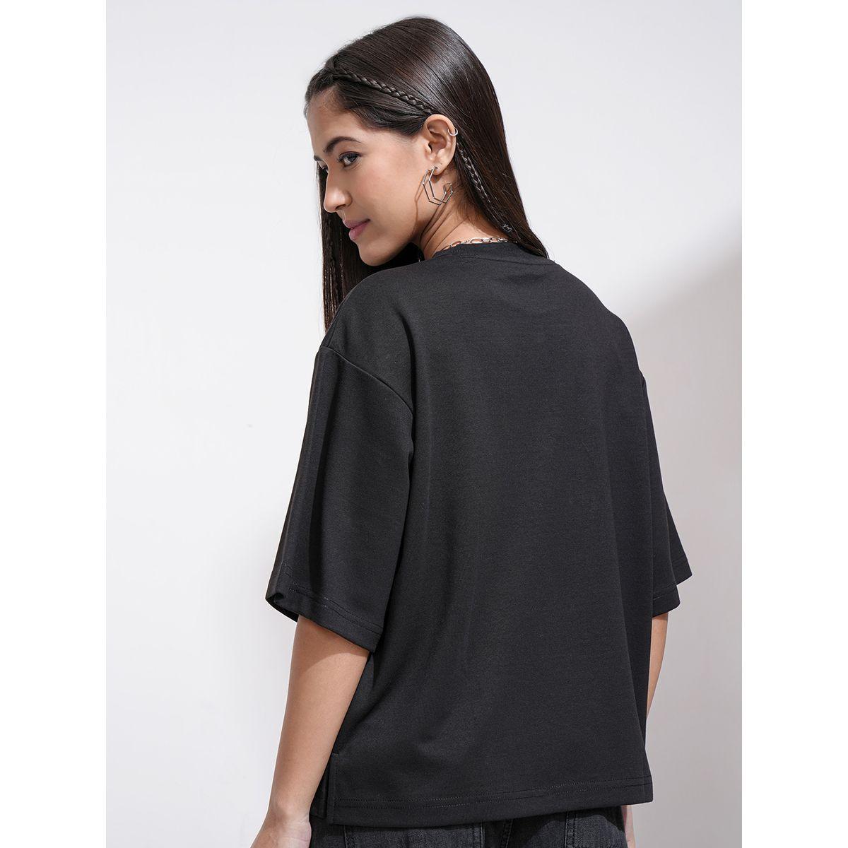 Tokyo Talkies X Styli Solid Drop Shoulder Oversized T-Shirt-women-clothing-tshirts-image-3