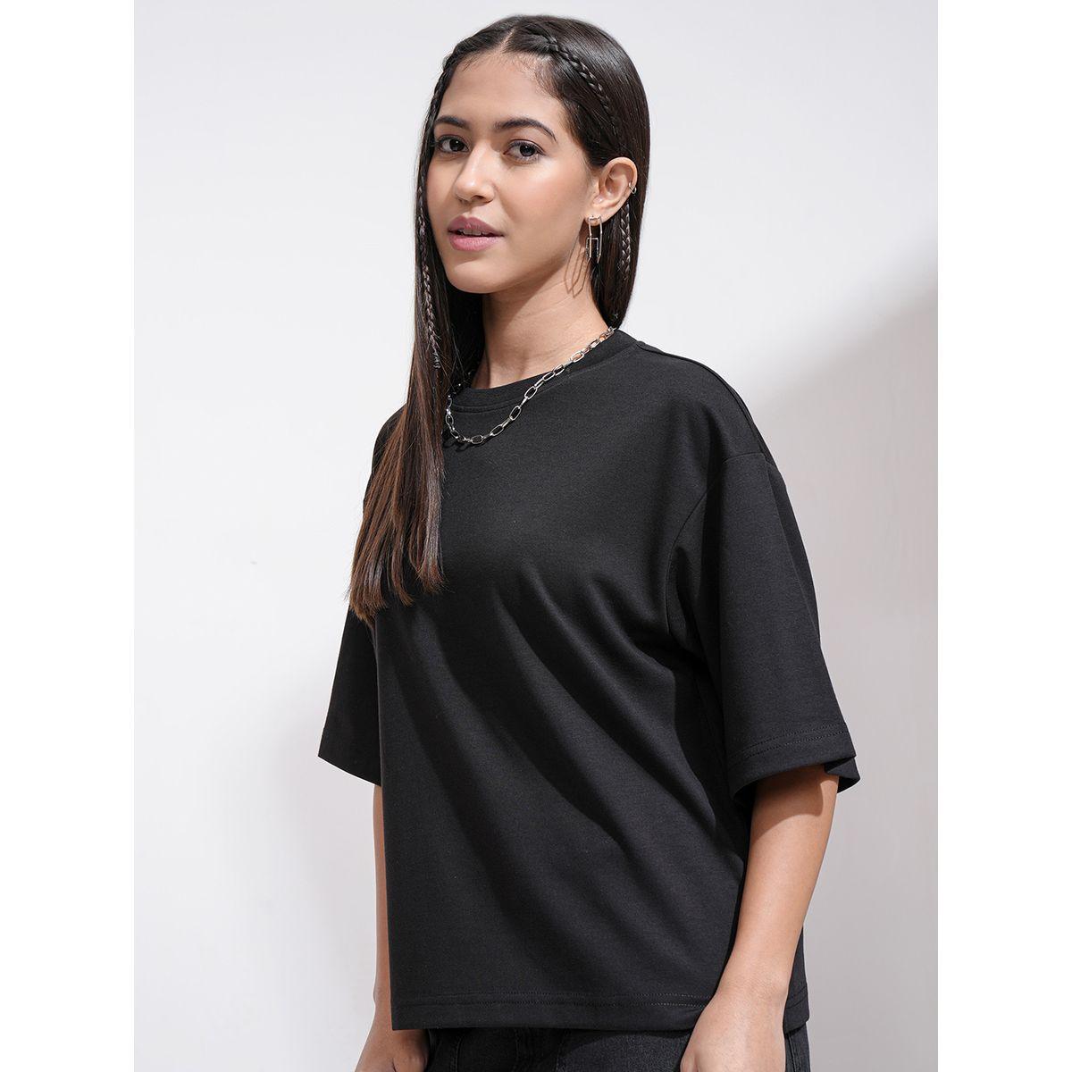تيشيرت سادة فضفاض بأكتاف منخفضة طوكيو توكيز × ستايلي-women-clothing-tshirts-image-4