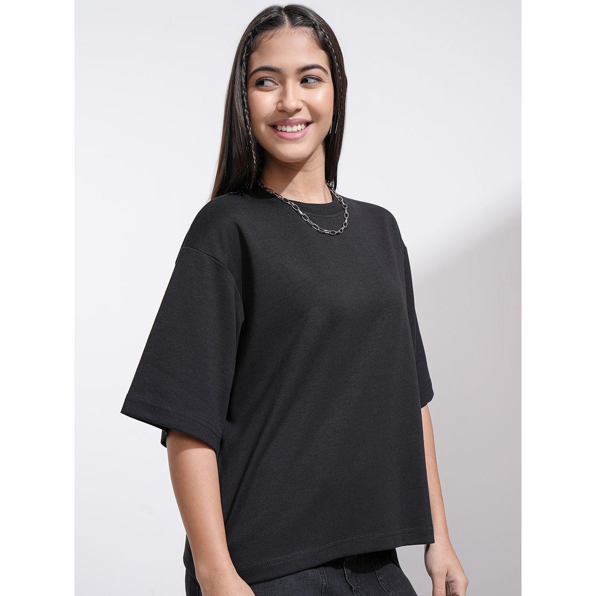 تيشيرت سادة فضفاض بأكتاف منخفضة طوكيو توكيز × ستايلي-women-clothing-tshirts-image-6