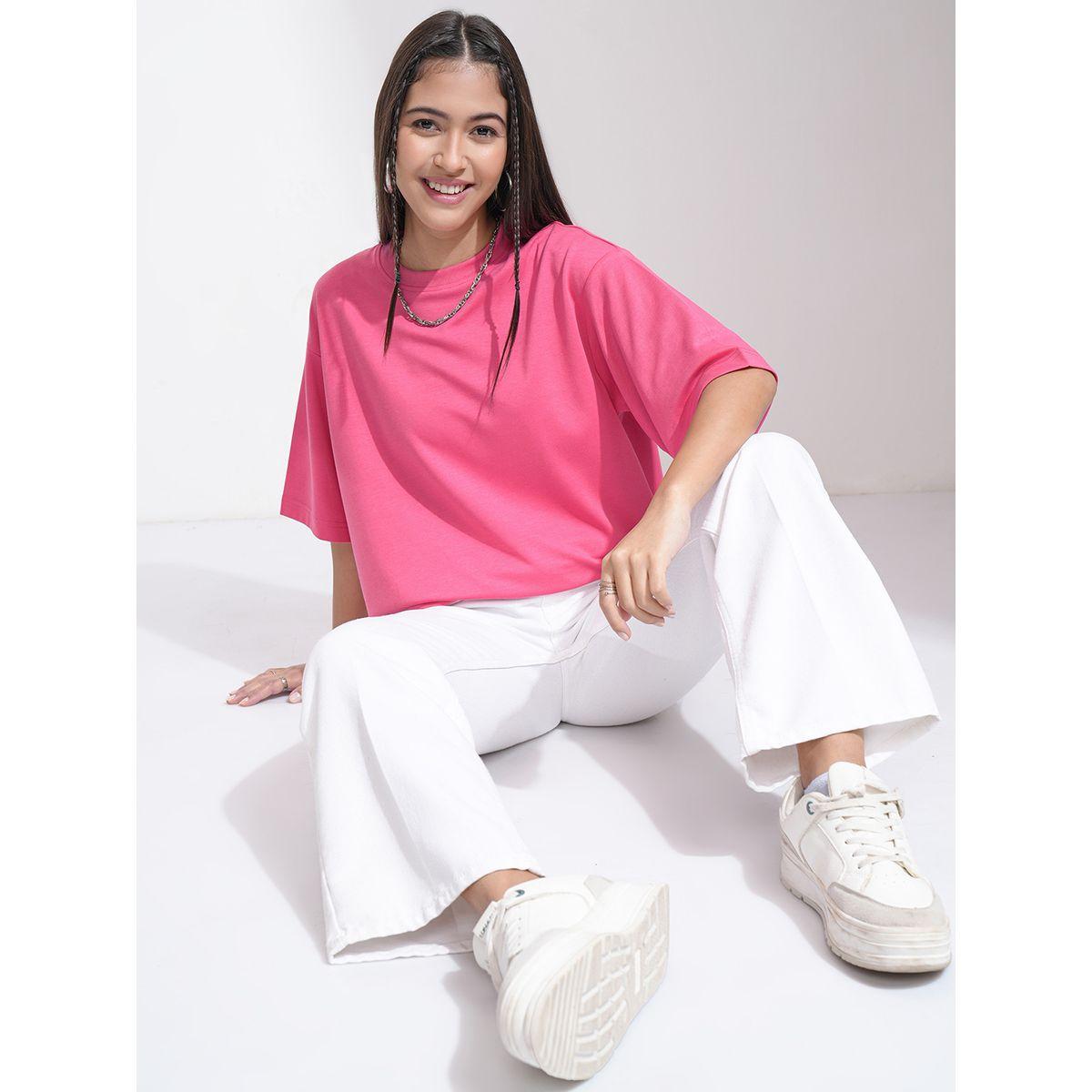 تيشيرت سادة فضفاض بأكتاف منخفضة طوكيو توكيز × ستايلي-women-clothing-tshirts-image-2