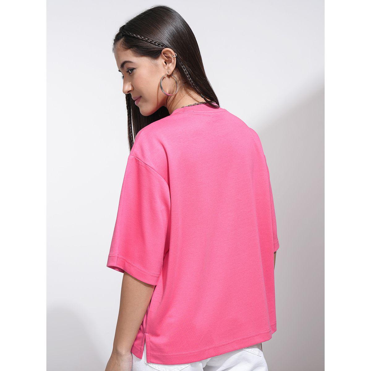 Tokyo Talkies X Styli Solid Drop Shoulder Oversized T-Shirt-women-clothing-tshirts-image-3