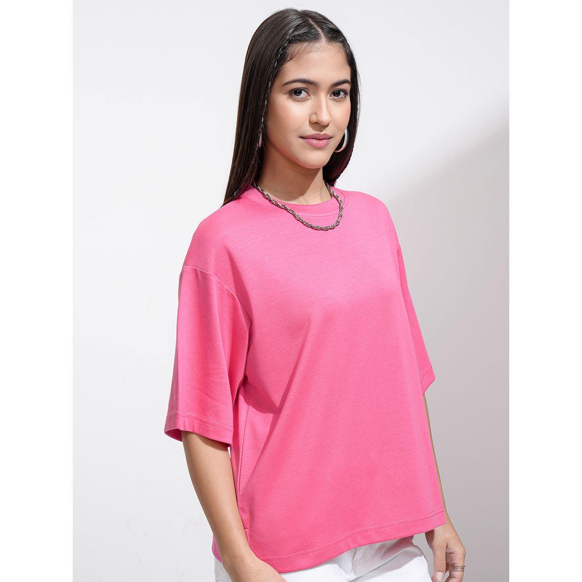 تيشيرت سادة فضفاض بأكتاف منخفضة طوكيو توكيز × ستايلي-women-clothing-tshirts-image-6