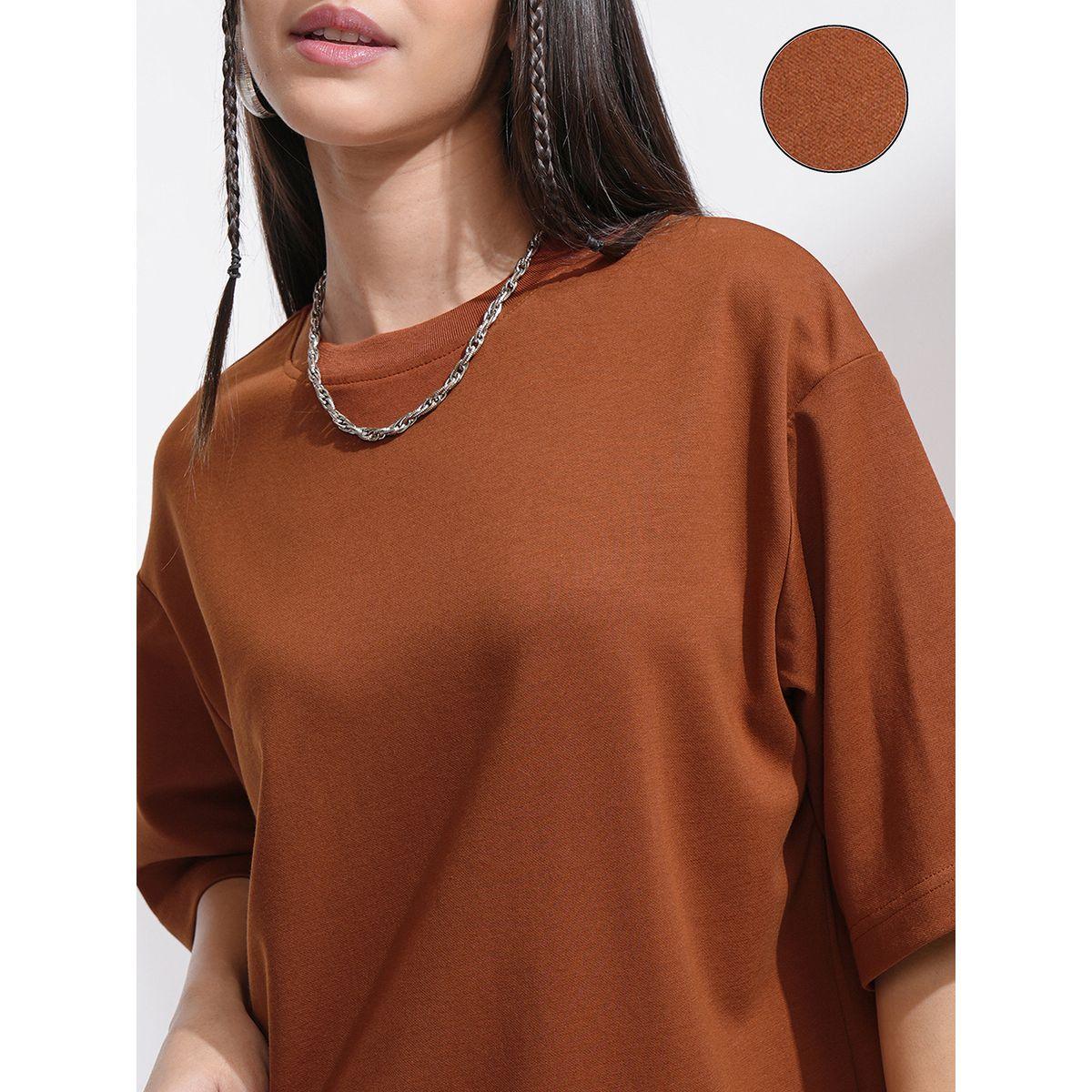 تيشيرت سادة فضفاض بأكتاف منخفضة طوكيو توكيز × ستايلي-women-clothing-tshirts-image-5