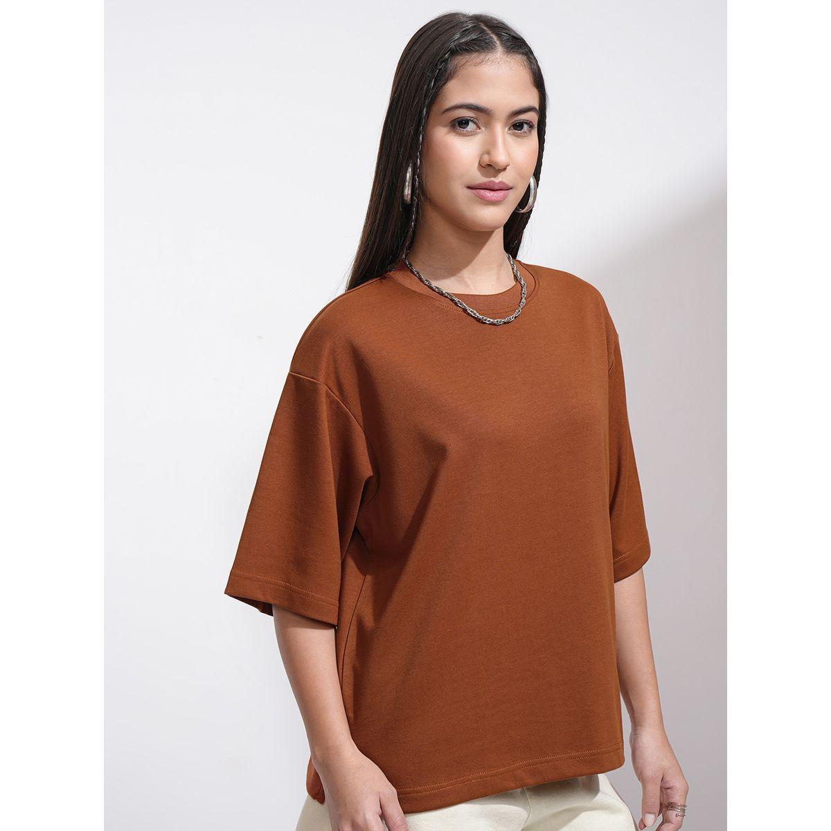 تيشيرت سادة فضفاض بأكتاف منخفضة طوكيو توكيز × ستايلي-women-clothing-tshirts-image-6