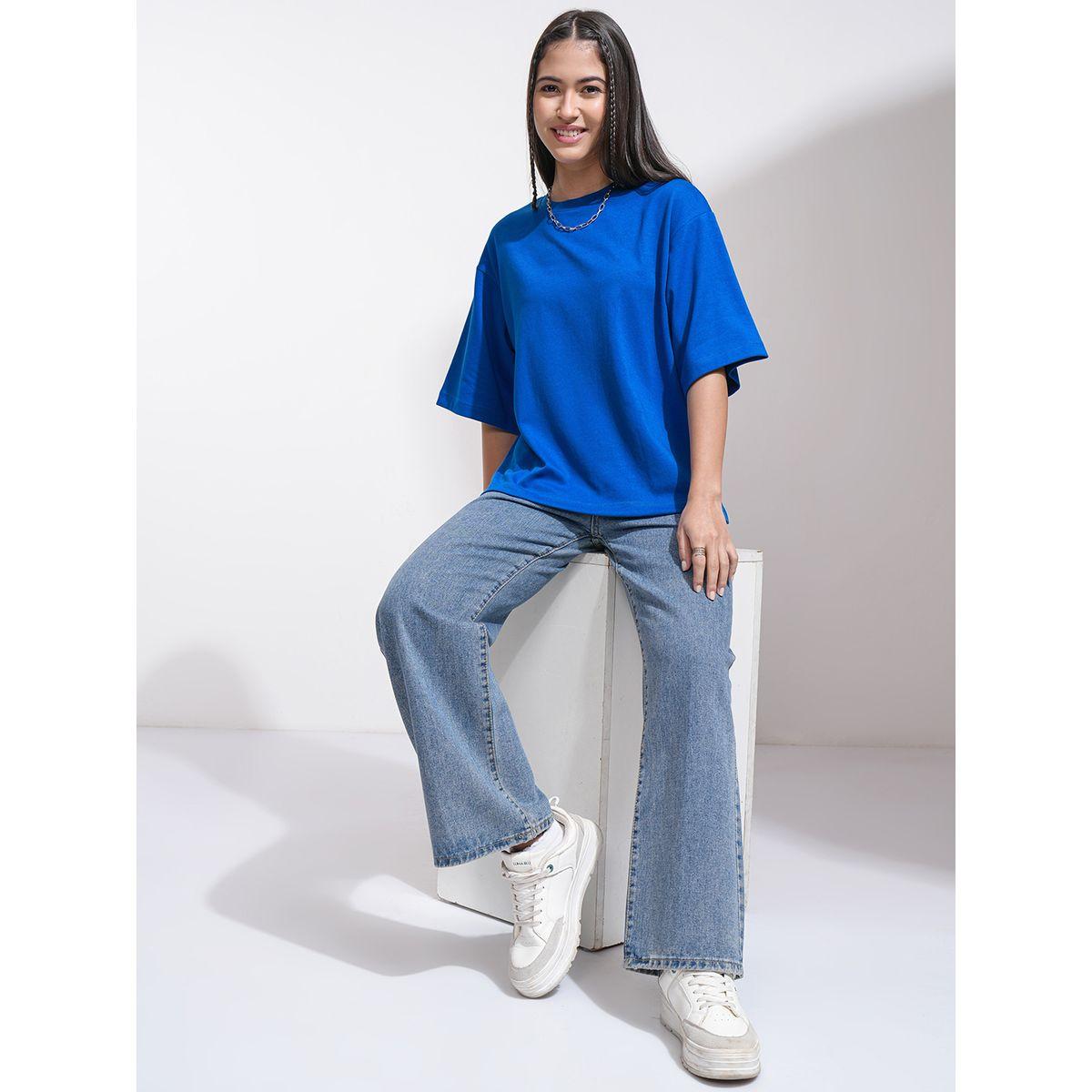 تيشيرت سادة فضفاض بأكتاف منخفضة طوكيو توكيز × ستايلي-women-clothing-tshirts-image-2