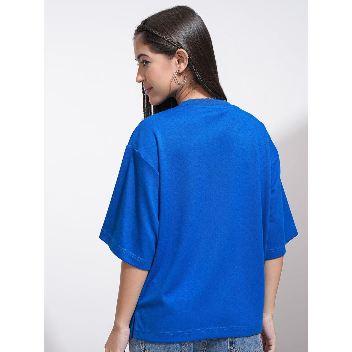 تيشيرت سادة فضفاض بأكتاف منخفضة طوكيو توكيز × ستايلي-women-clothing-tshirts-image-3