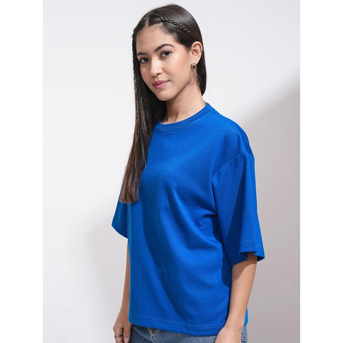 Tokyo Talkies X Styli Solid Drop Shoulder Oversized T-Shirt-women-clothing-tshirts-image-4