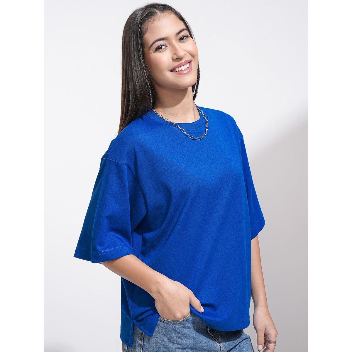 تيشيرت سادة فضفاض بأكتاف منخفضة طوكيو توكيز × ستايلي-women-clothing-tshirts-image-6
