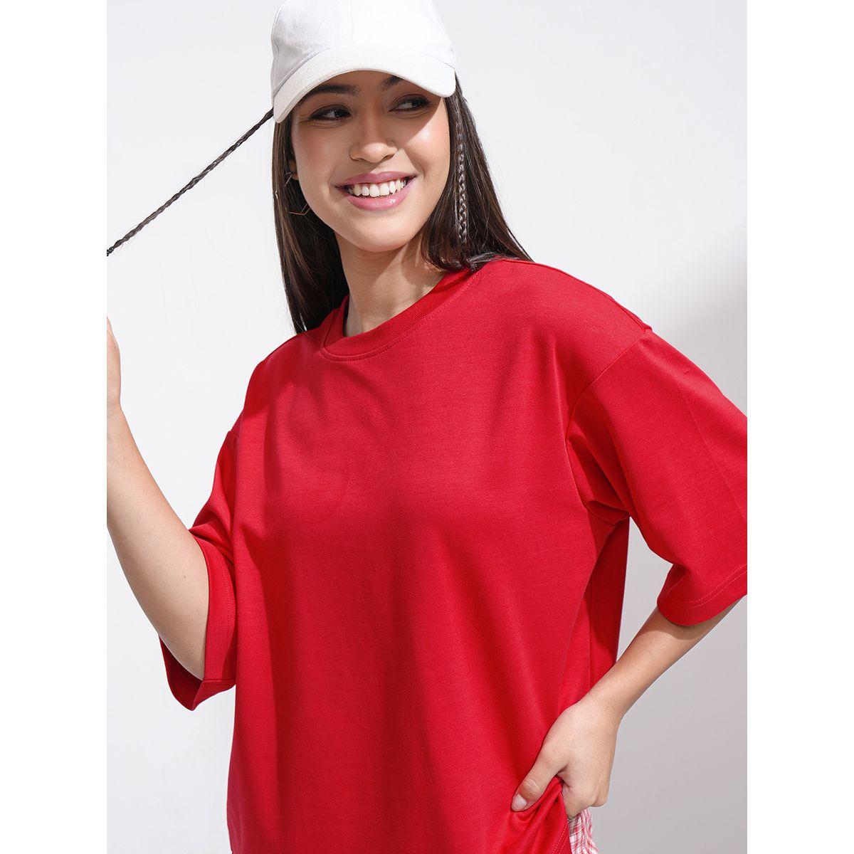 تيشيرت سادة فضفاض بياقة دائرية طوكيو توكيز × ستايلي-women-clothing-tshirts-image-1