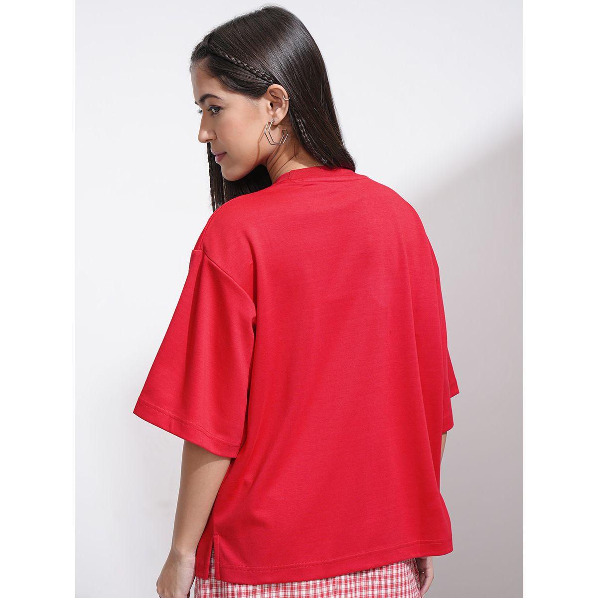 تيشيرت سادة فضفاض بياقة دائرية طوكيو توكيز × ستايلي-women-clothing-tshirts-image-3