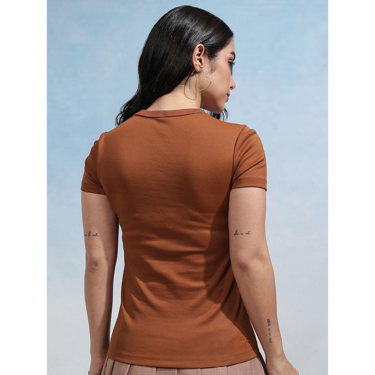 تيشيرت سادة بياقة دائرية وقصة سليم فيت طوكيو توكيز × ستايلي-women-clothing-tshirts-image-3