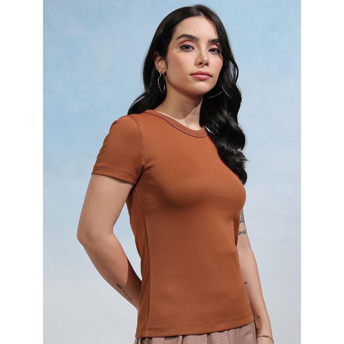 تيشيرت سادة بياقة دائرية وقصة سليم فيت طوكيو توكيز × ستايلي-women-clothing-tshirts-image-6