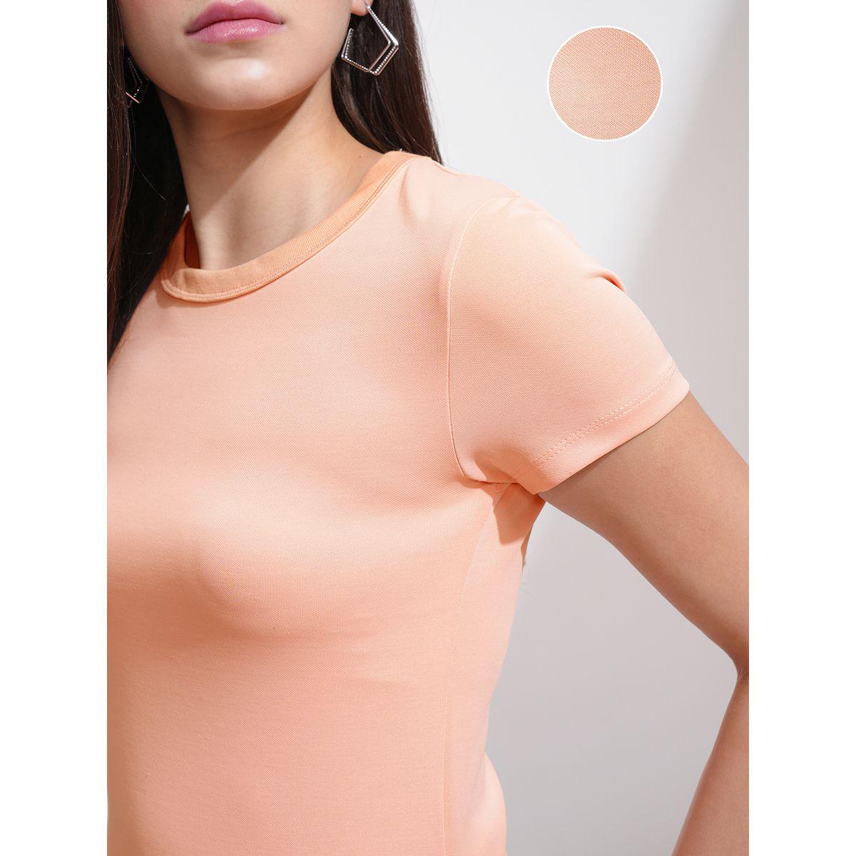 Tokyo Talkies X Styli Solid Round Neck Slim Fit T-Shirt-women-clothing-tshirts-image-5