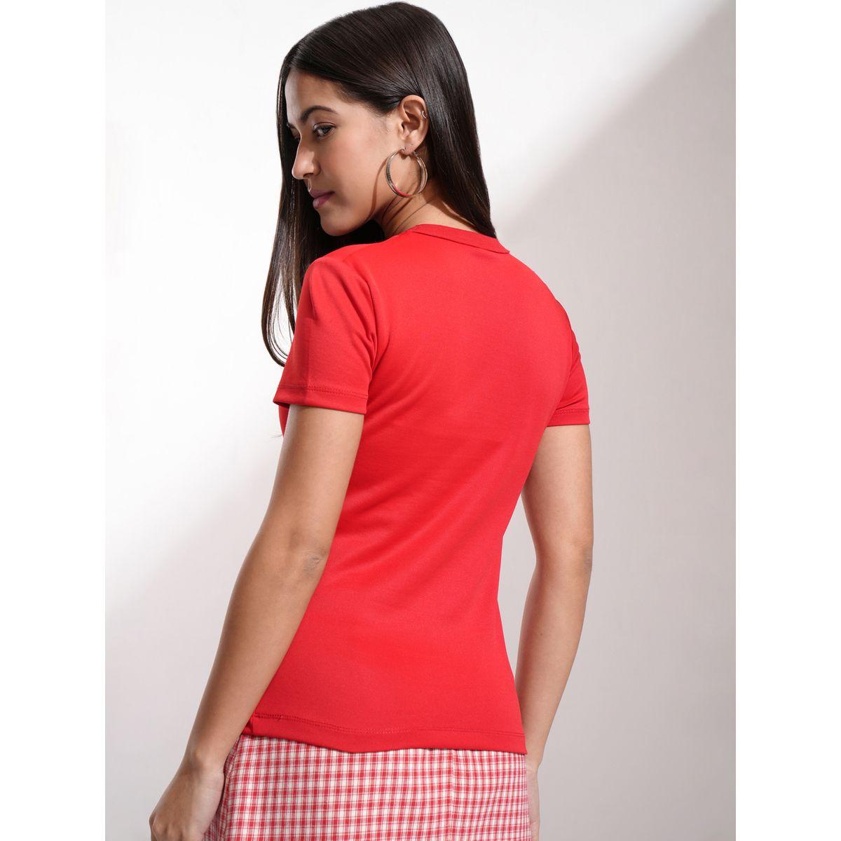 Tokyo Talkies X Styli Solid Round Neck Cotton T-Shirt-women-clothing-tshirts-image-3