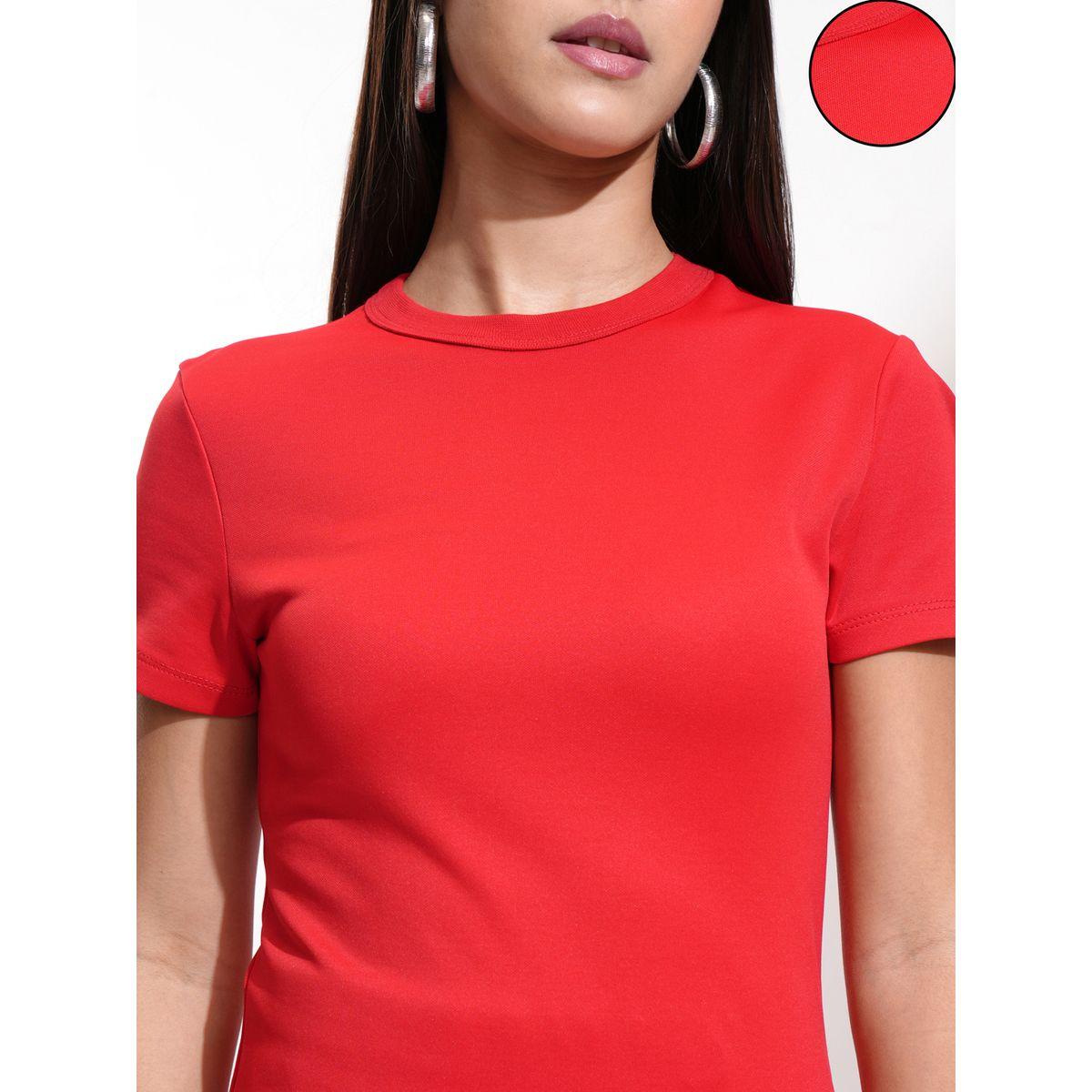 تيشيرت قطني سادة بياقة دائرية طوكيو توكيز × ستايلي-women-clothing-tshirts-image-5