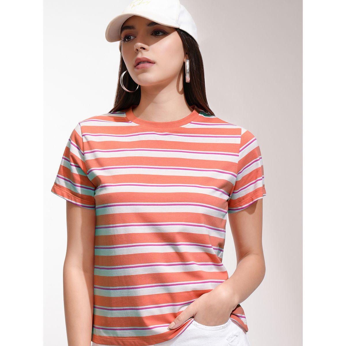 Tokyo Talkies X Styli Regular Fit Striped Round Neck T-Shirt-women-clothing-tshirts-image-1