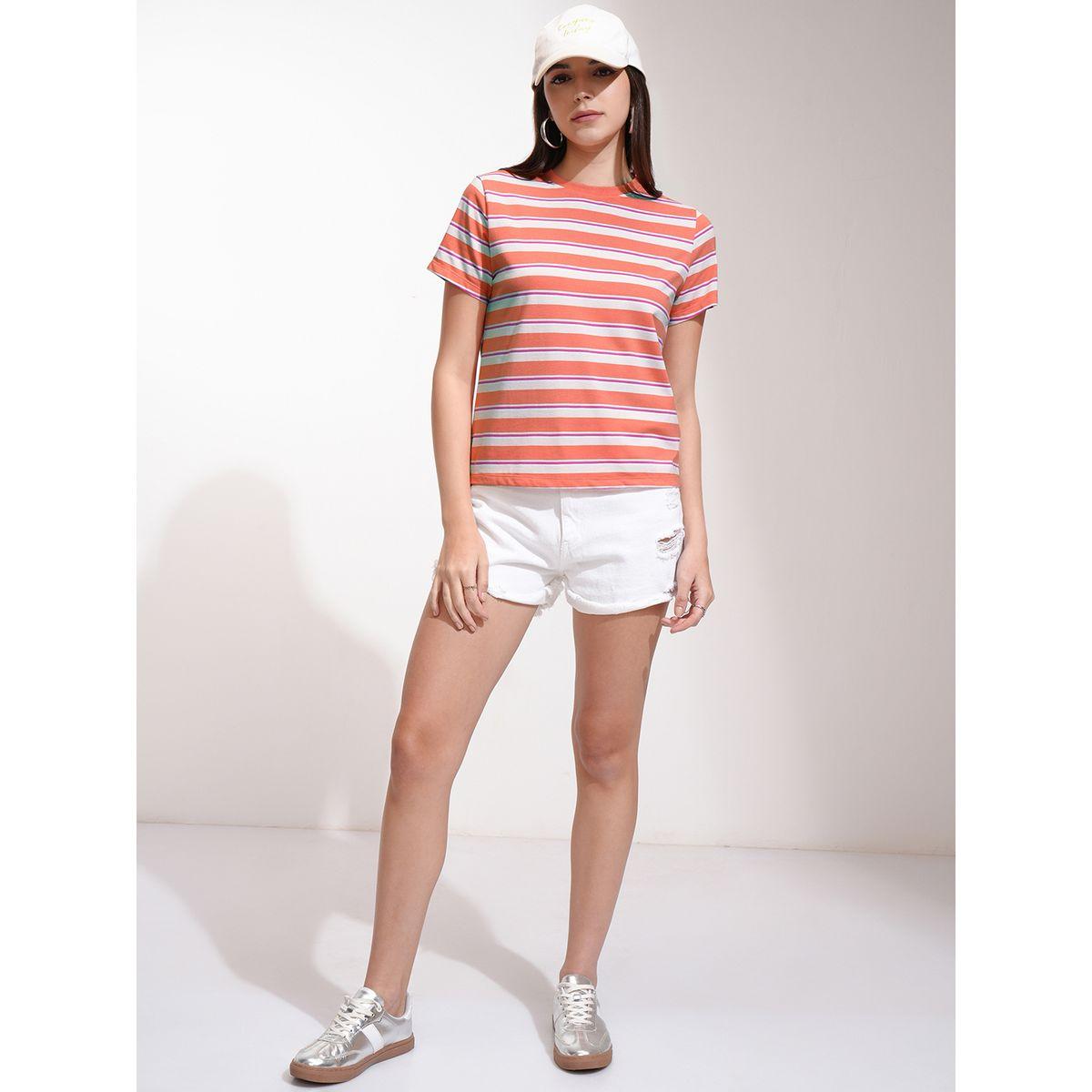 Tokyo Talkies X Styli Regular Fit Striped Round Neck T-Shirt-women-clothing-tshirts-image-2