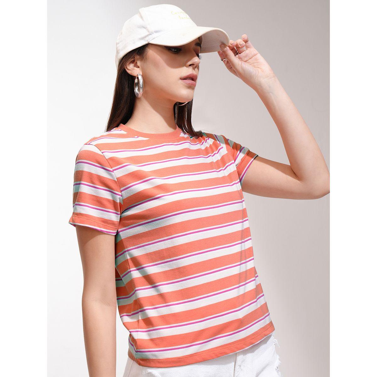 تيشيرت مخطط بقصة عادية وياقة دائرية طوكيو توكيز × ستايلي-women-clothing-tshirts-image-6