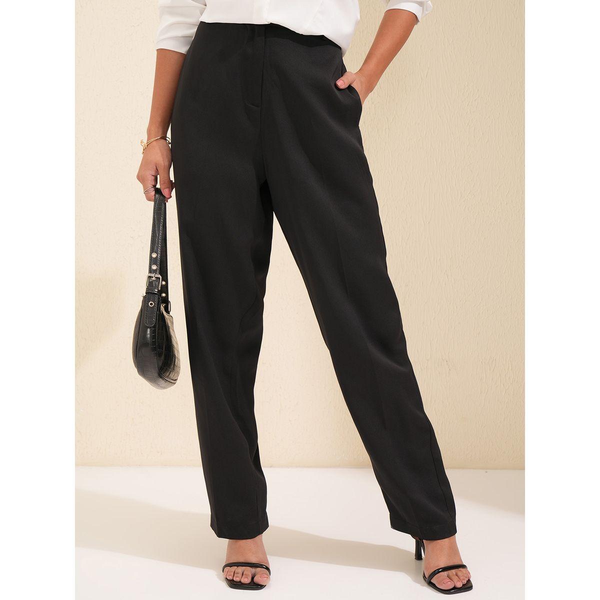 بنطال بكسرات وقصة عادية مع خصر متوسط طوكيو توكيز × ستايلي-women-clothing-bottoms-trousers-image-1