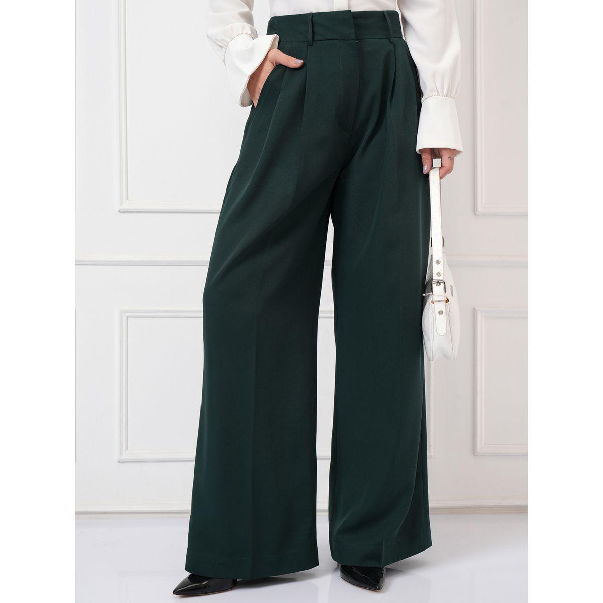 بنطال بكسرات وخصر متوسط مع أرجل واسعة طوكيو توكيز × ستايلي-women-clothing-bottoms-trousers-image-1