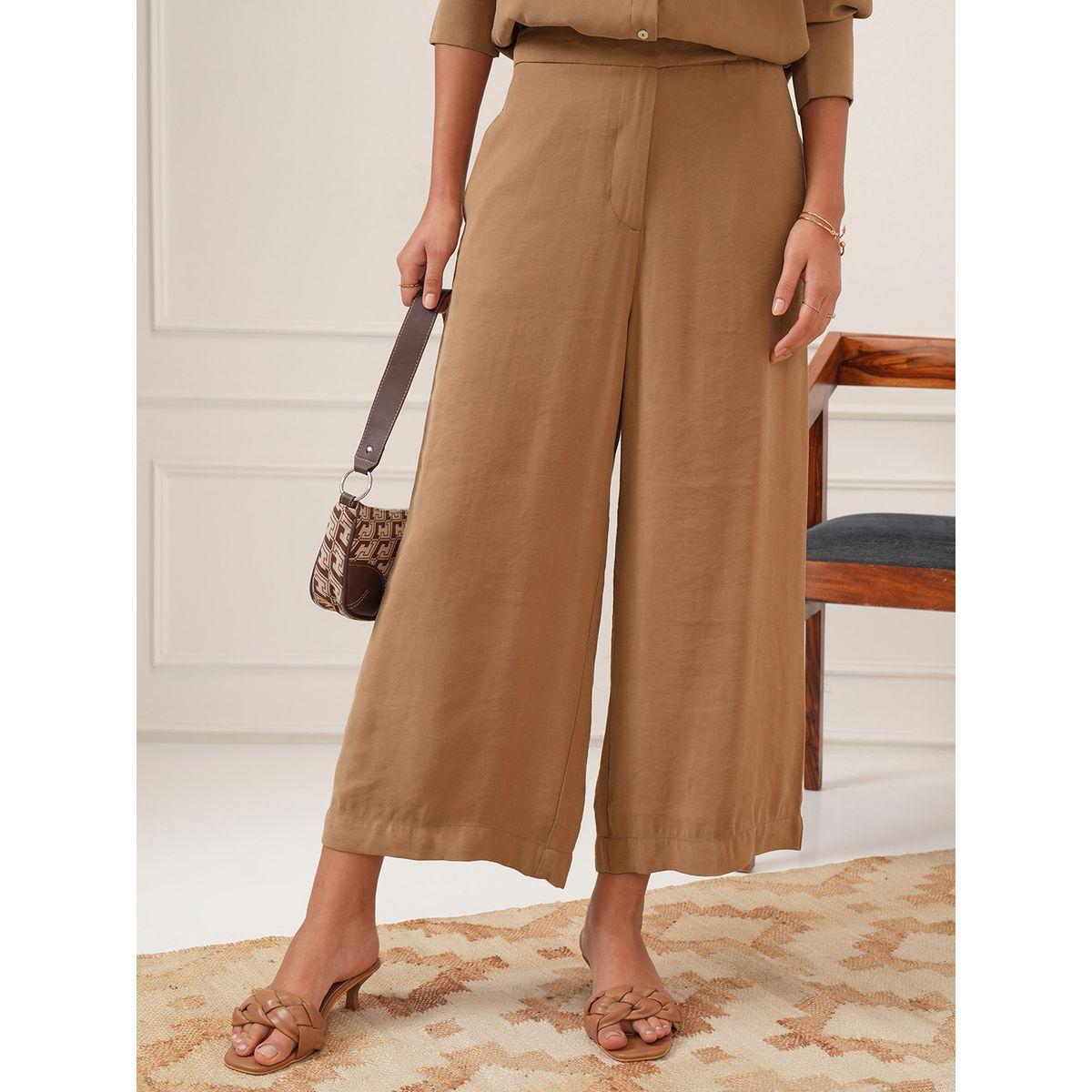 Tokyo Talkies X Styli Solid Mid Rise Wide Leg Trousers-women-clothing-bottoms-trousers-image-1