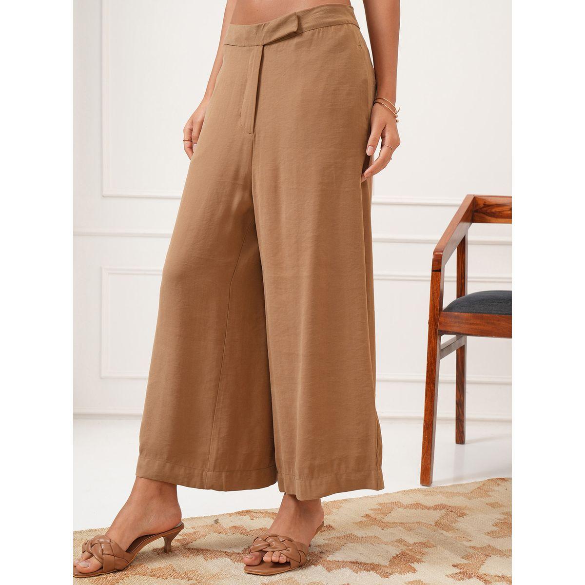 بنطال سادة بخصر متوسط وأرجل واسعة طوكيو توكيز × ستايلي-women-clothing-bottoms-trousers-image-4