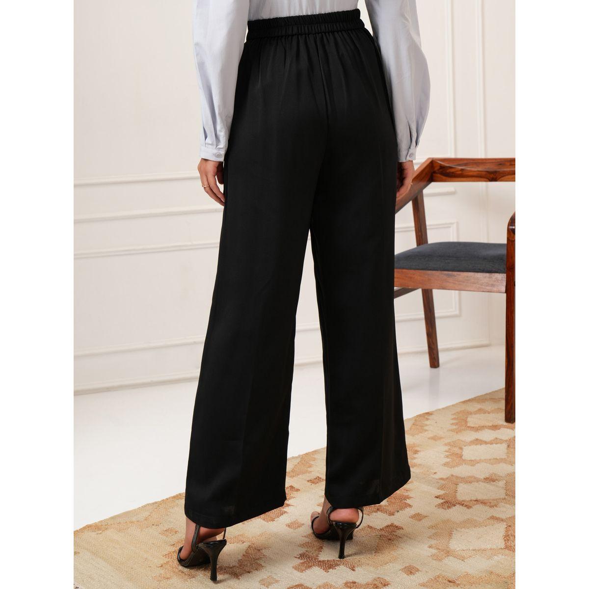بنطال بكسرات بخصر متوسط وحافة واسعة طوكيو توكيز × ستايلي-women-clothing-bottoms-trousers-image-3