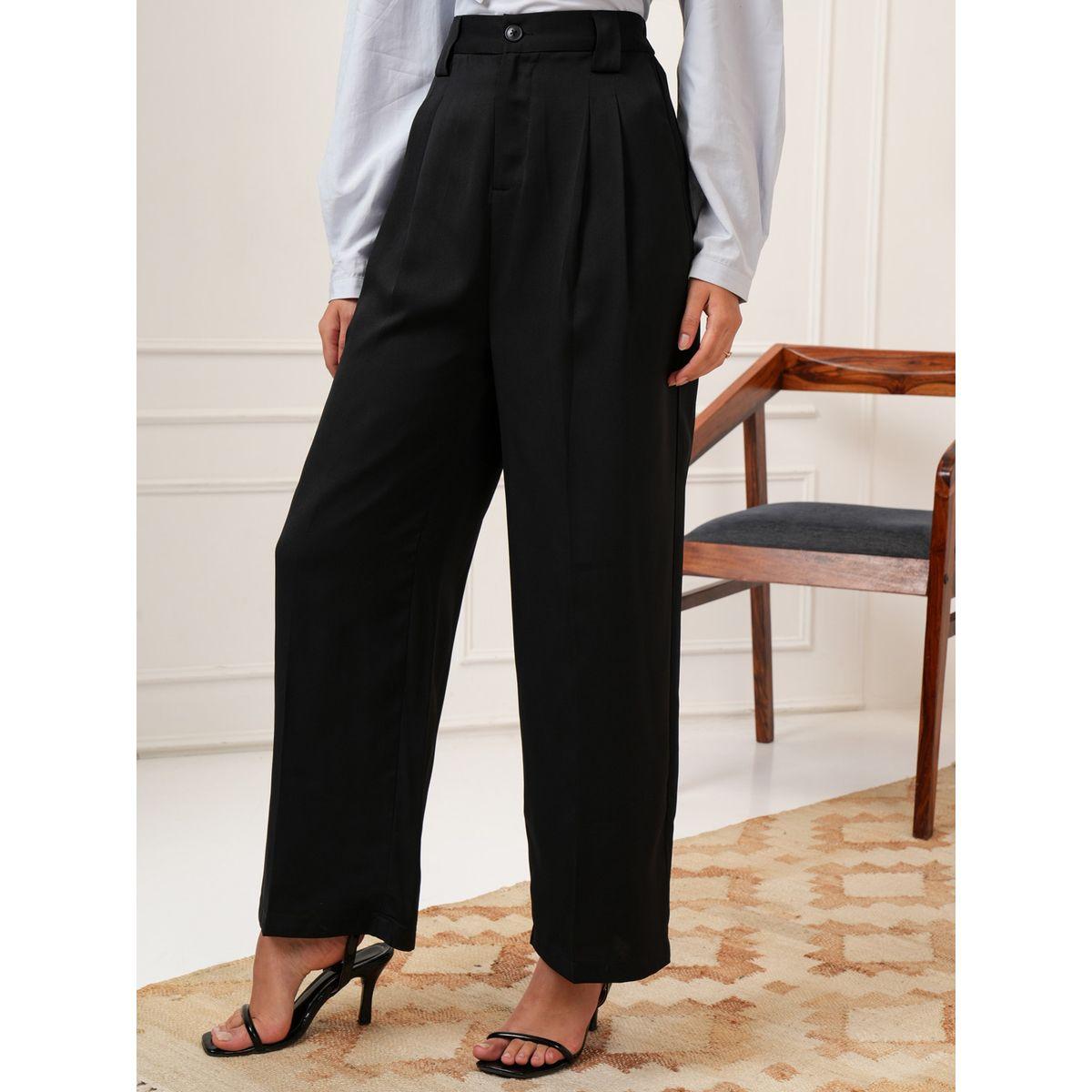 بنطال بكسرات بخصر متوسط وحافة واسعة طوكيو توكيز × ستايلي-women-clothing-bottoms-trousers-image-4