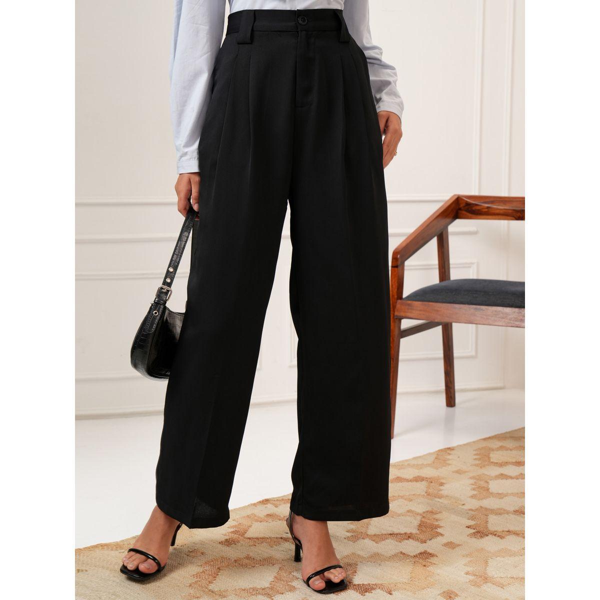 بنطال بكسرات بخصر متوسط وحافة واسعة طوكيو توكيز × ستايلي-women-clothing-bottoms-trousers-image-6