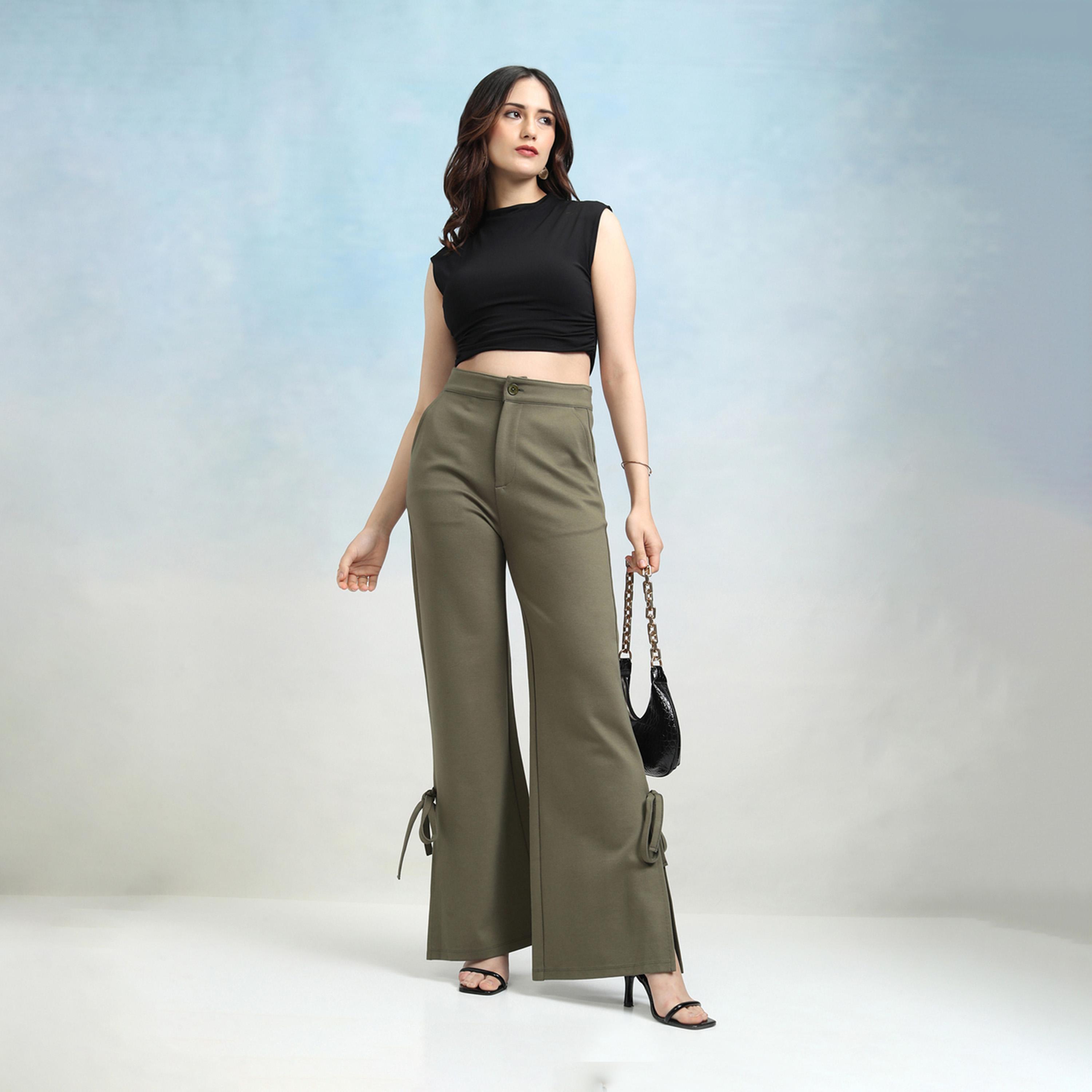 طوكيو توكيز ستايلي - بنطال بخصر متوسط الارتفاع مع تفاصيل فيونكة-women-clothing-bottoms-trousers-image-2