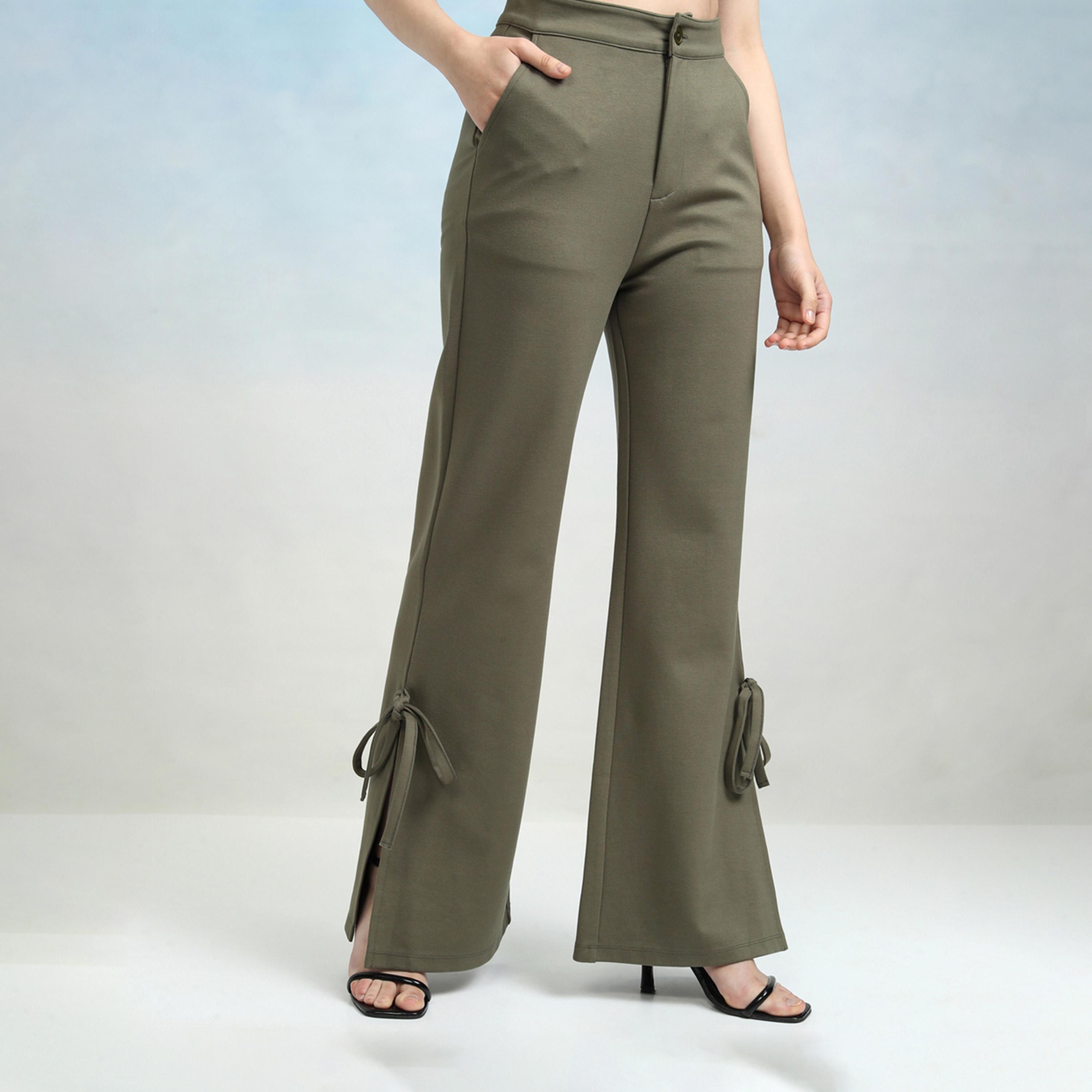 Tokyo Talkies X Styli Mid Rise Flared Trousers with Bow Tie Detail-women-clothing-bottoms-trousers-image-3