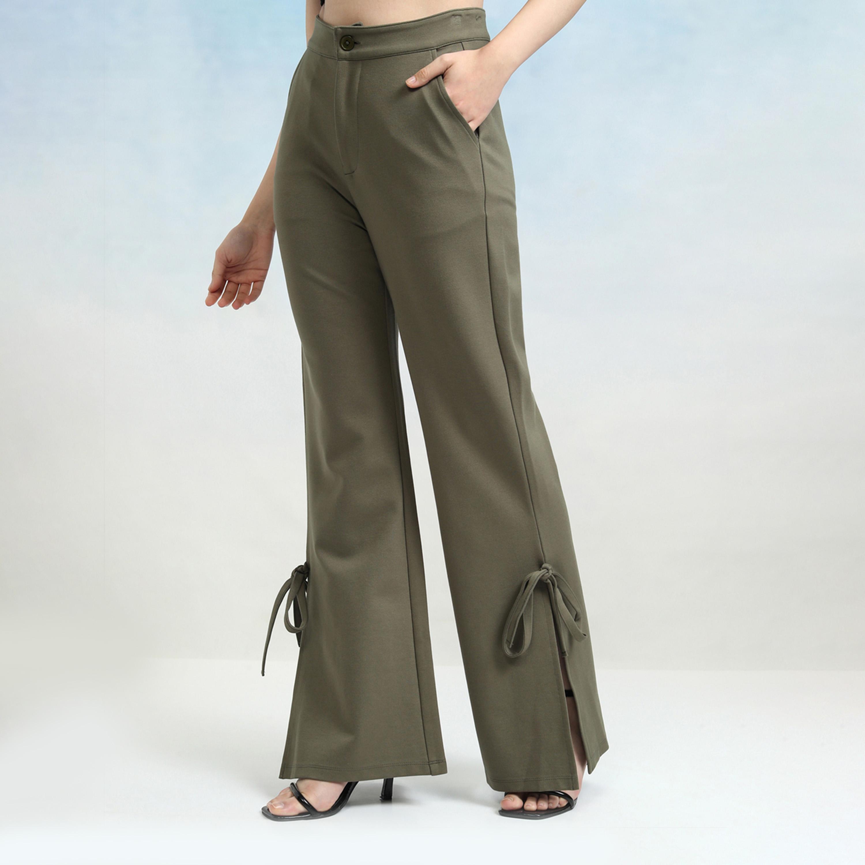 Tokyo Talkies X Styli Mid Rise Flared Trousers with Bow Tie Detail-women-clothing-bottoms-trousers-image-4