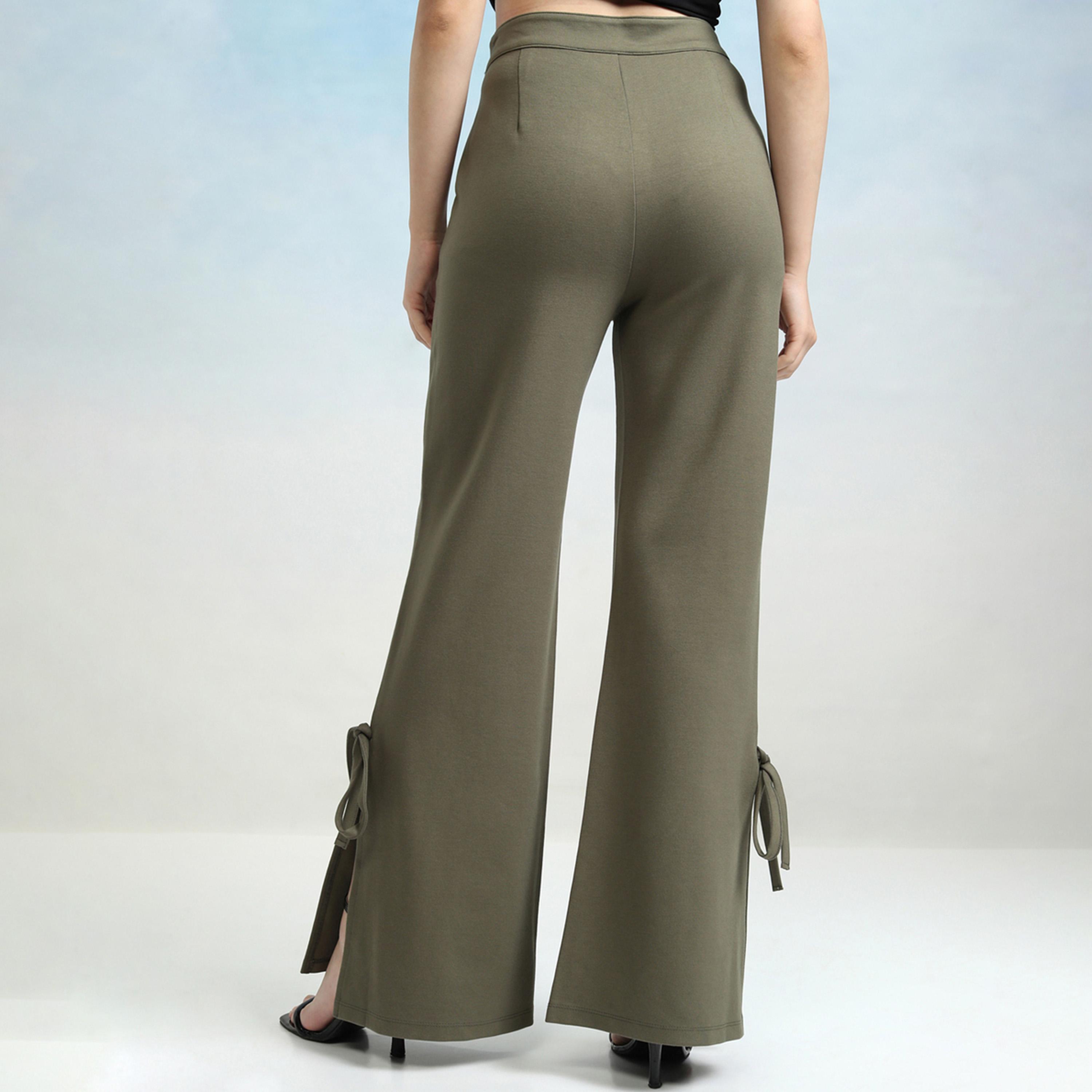 Tokyo Talkies X Styli Mid Rise Flared Trousers with Bow Tie Detail-women-clothing-bottoms-trousers-image-5