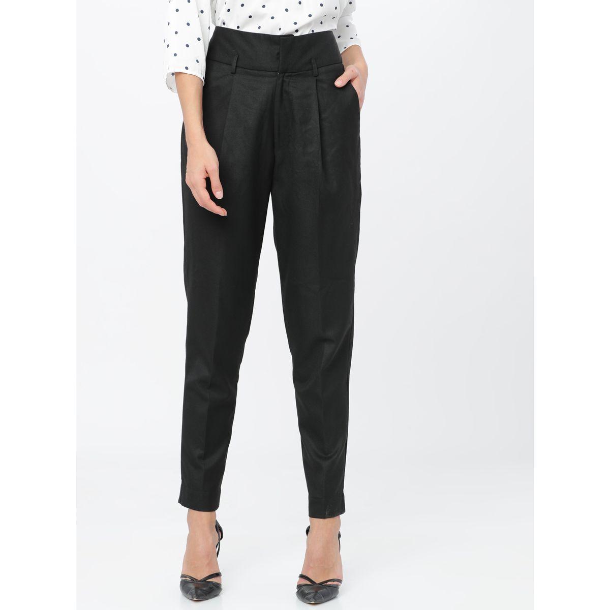 Tokyo Talkies X Styli Solid High Rise Regular Fit Trousers-women-clothing-bottoms-trousers-image-1