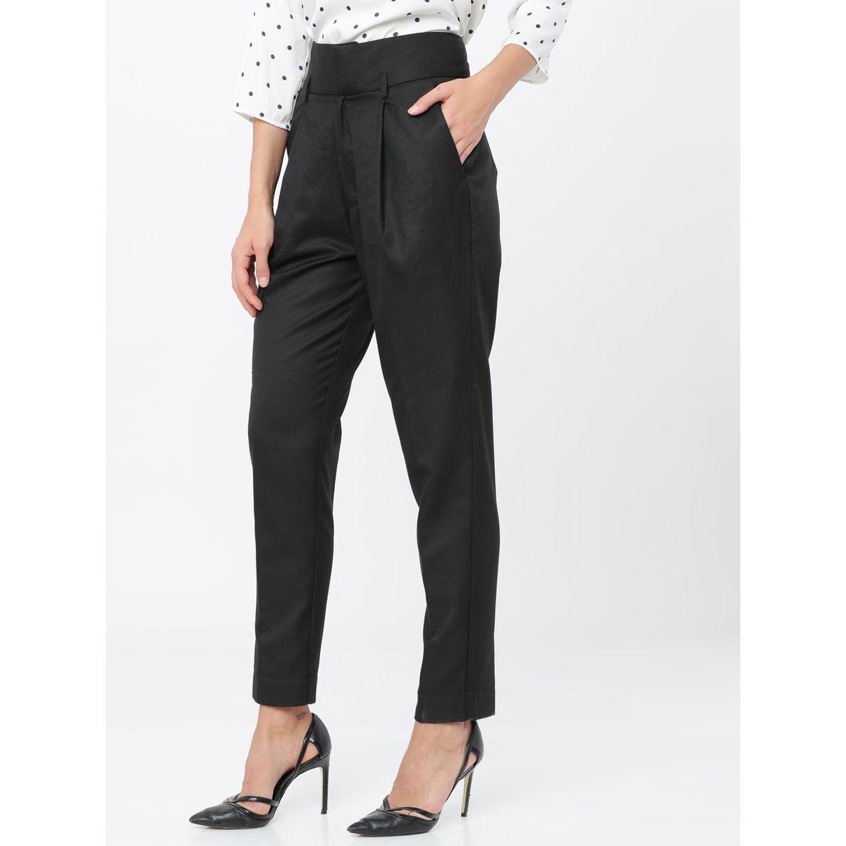 بنطال سادة بخصر عالي وقصة عادية طوكيو توكيز × ستايلي-women-clothing-bottoms-trousers-image-2