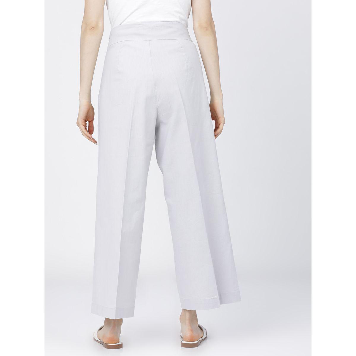 بنطال سادة بخصر عالي وحافة واسعة طوكيو توكيز × ستايلي-women-clothing-bottoms-trousers-image-3