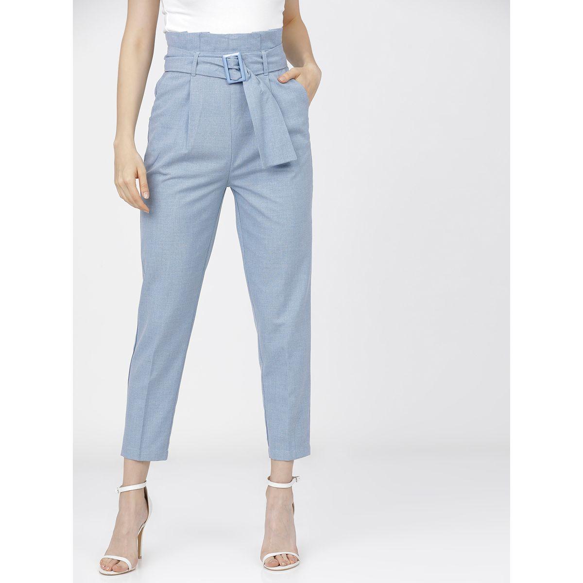 Tokyo Talkies X Styli High Rise Tapered Fit Crop Trousers with Belt-women-clothing-bottoms-trousers-image-1
