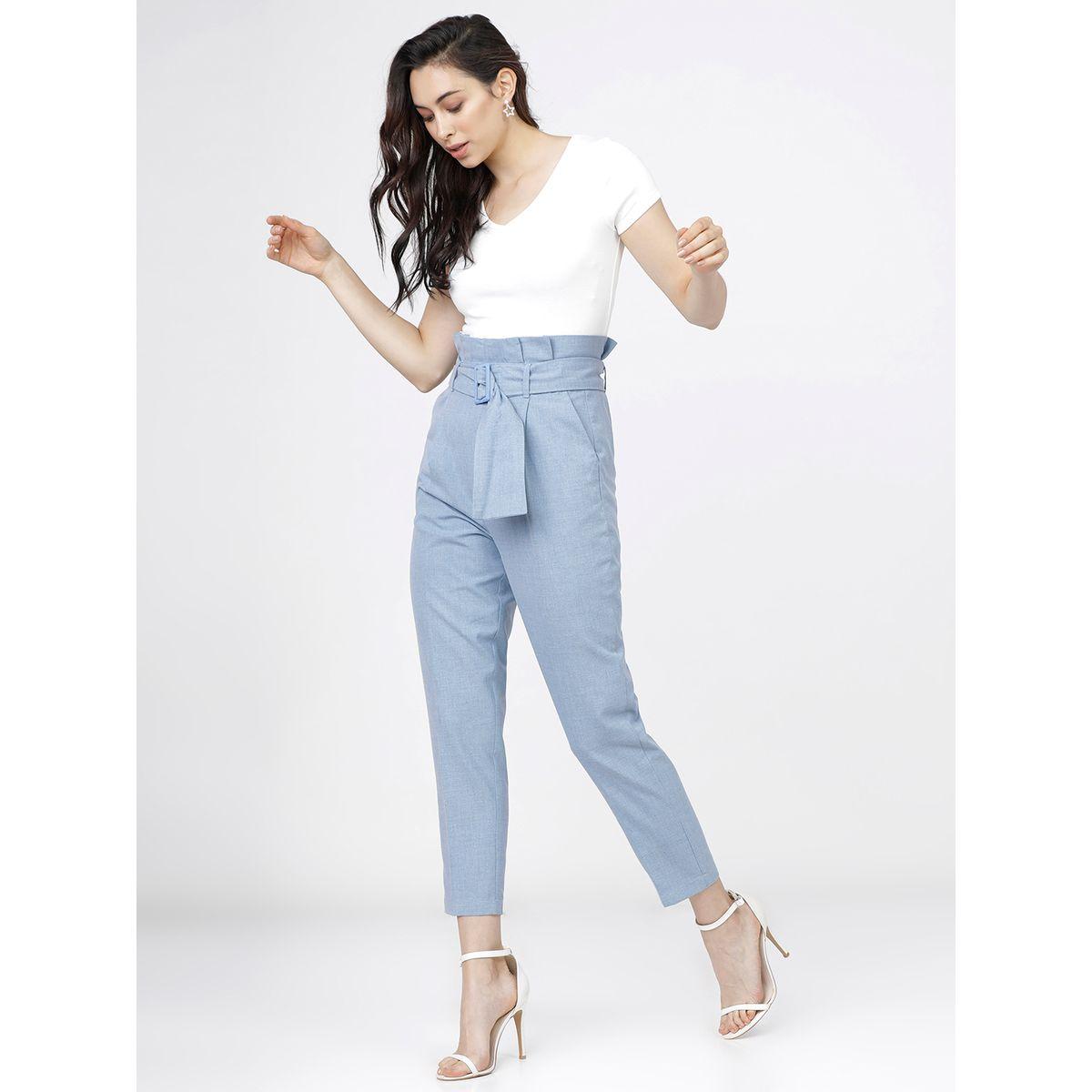 Tokyo Talkies X Styli High Rise Tapered Fit Crop Trousers with Belt-women-clothing-bottoms-trousers-image-5