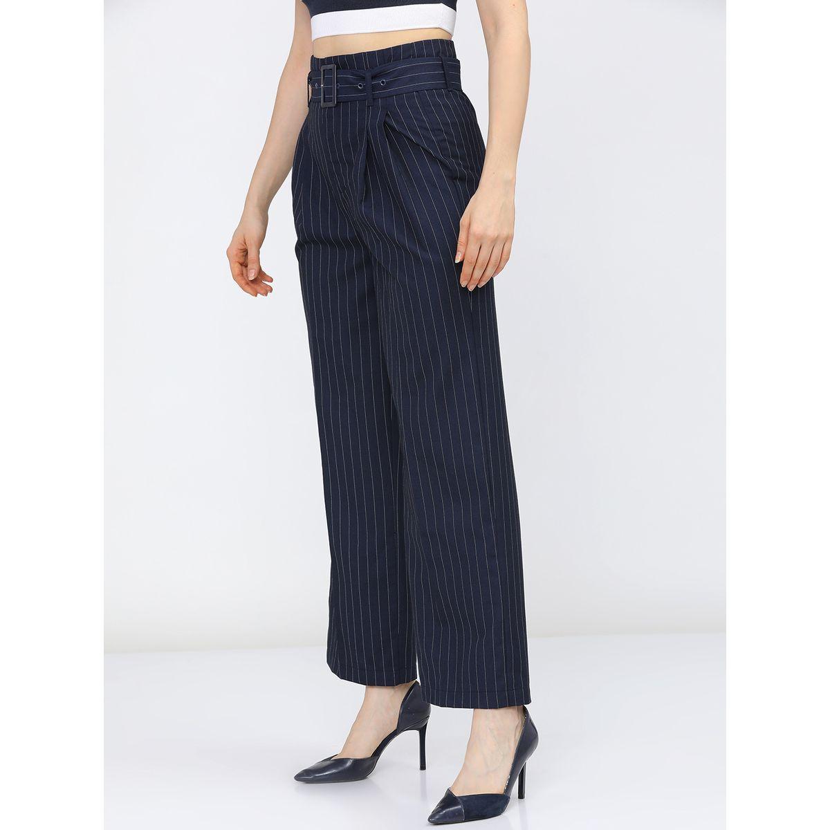 بنطال مخطط بخصر عالي طوكيو توكيز × ستايلي-women-clothing-bottoms-trousers-image-2
